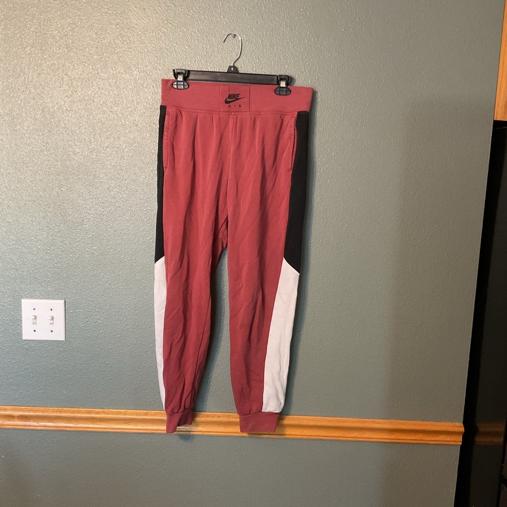 Nike Red and Black Sweatpants for Active Comfort